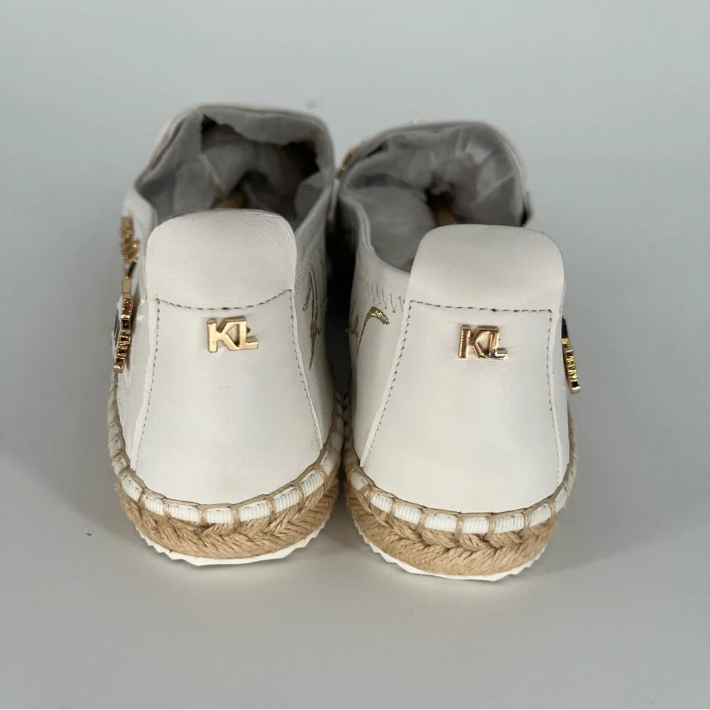 Karl Lagerfeld Michaela Espadrille Flats White Logo - Size 9.5 - Picture 9 of 12